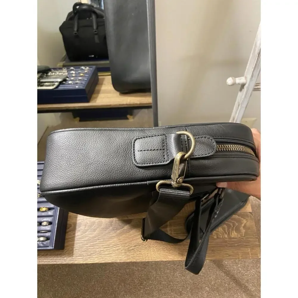 Quavaro Black Eagle Briefcase W Strap, Heavy Duty Leather
